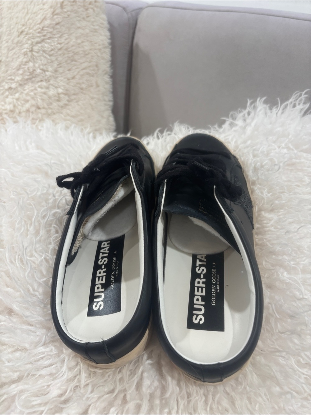 Golden Goose Black Leather Superstar Sabot Sneaker with Gold-Toned Sole l - Picture 7 of 8